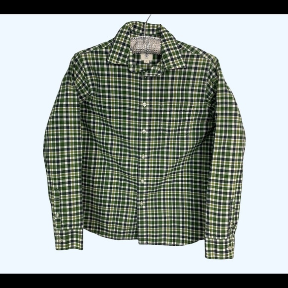 🌹3/25🌹Lands’Ed plaid green shirt size 14-16 - Picture 4 of 12